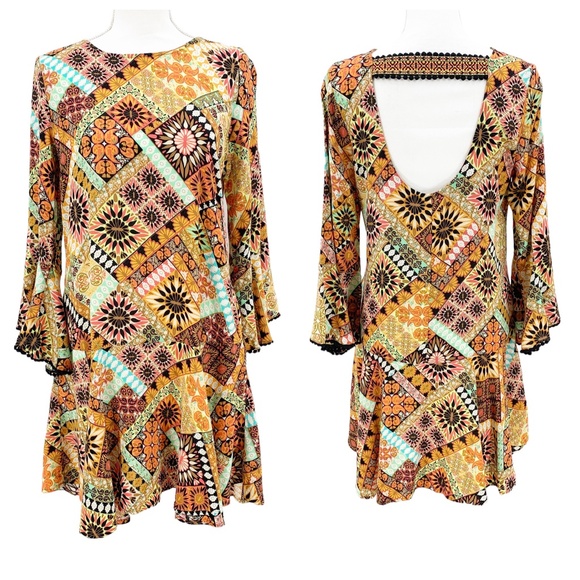 Uncle Frank Dresses & Skirts - Uncle Frank Boho Drop Waist Bell Sleeve Dress Sz S